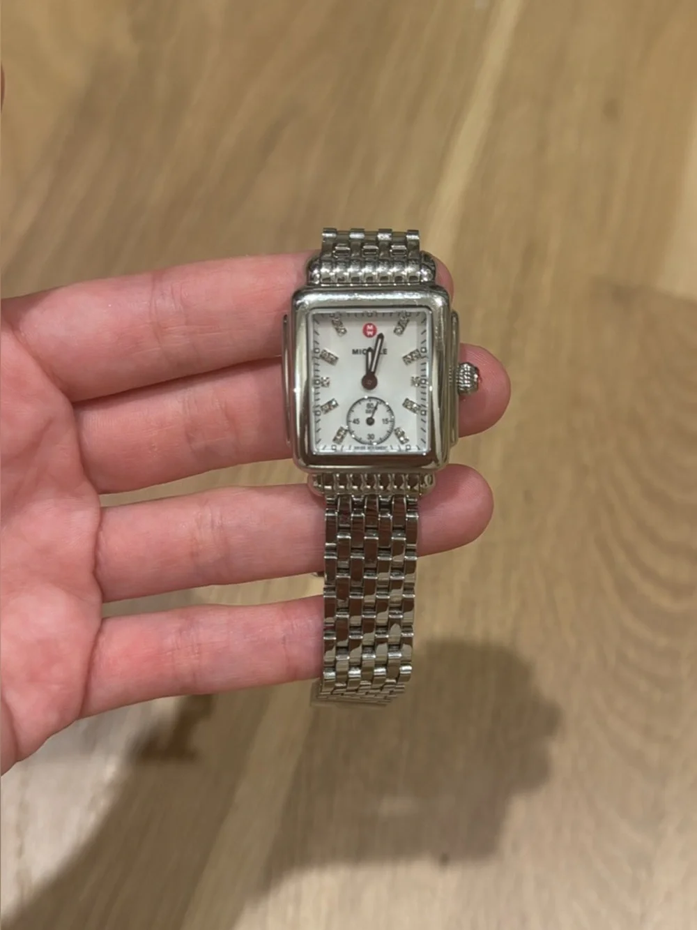Michele Silver Bracelet Watch with White Dial